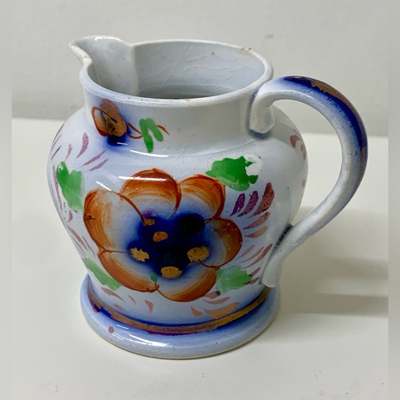 19th Century Antique Gaudy Welsh Ironstone Grape Pattern Miniature Pitcher Jug - Picture 2 of 16